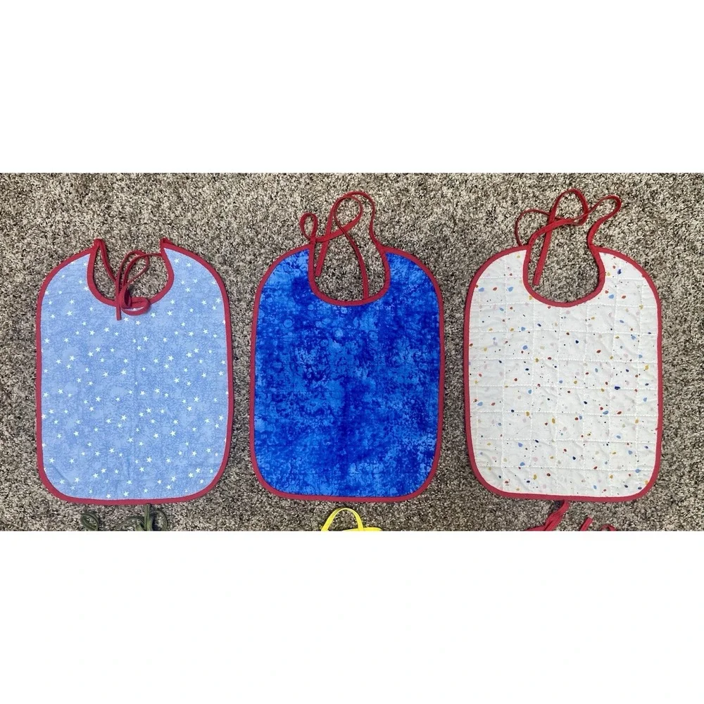 Lot Of 6 Quilted Handmade‎ Bibs Boy Theme Large Size 12